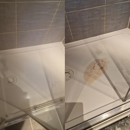before and aftere of shower tray crack repaired in Oxford
