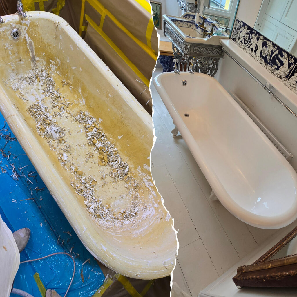 old cast iron bath re-enamelled in Bristol